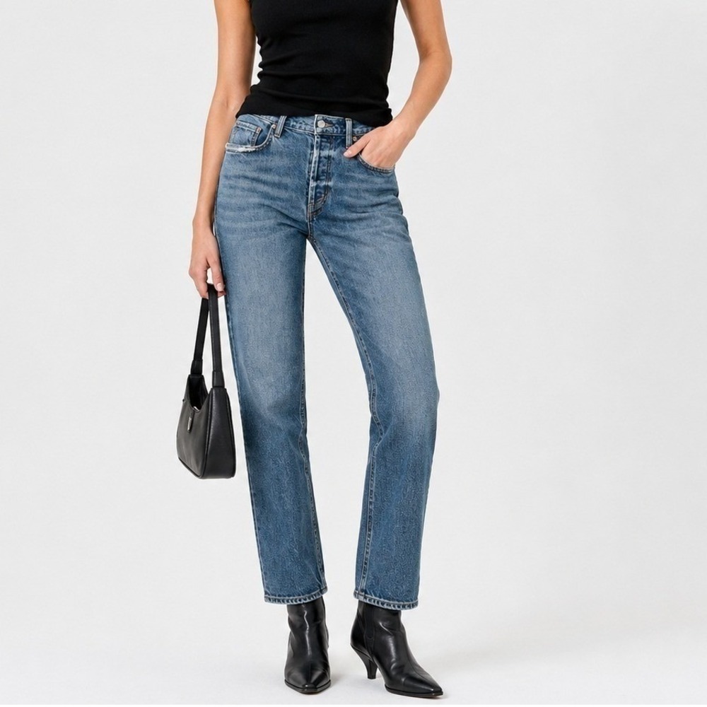 Agolde High Rise Riley Crop Jeans in Moor Womens 24 Clean Girl Quiet Luxury